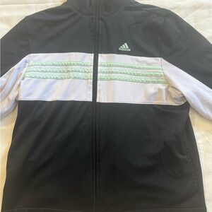 Vtg 06 Adidas Track Jacket M Black White Mesh Full Zip Retro Style Striped Logo